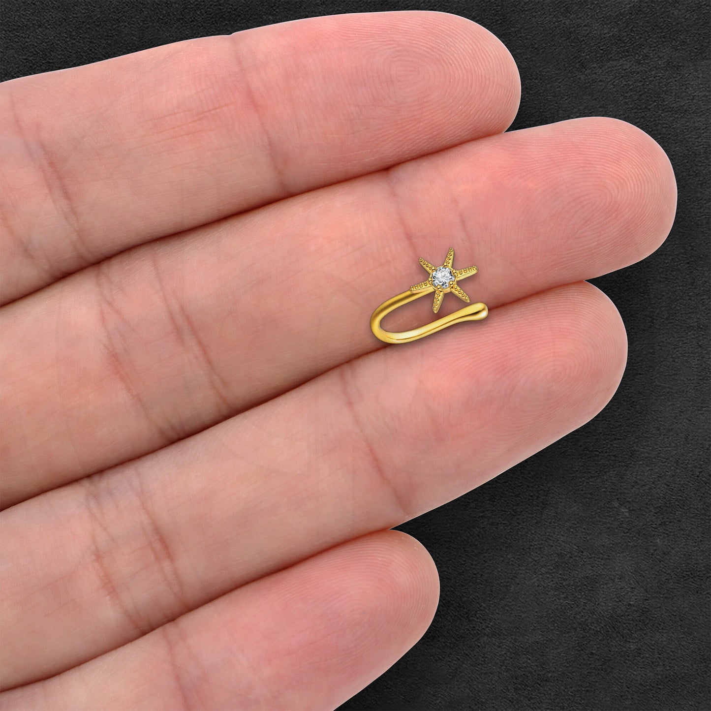 Gold Plated Nose Cuff with Star