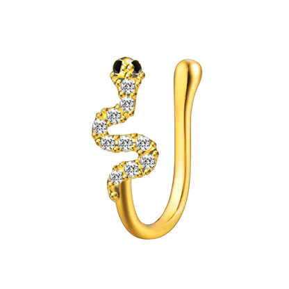 Gold Plated Nose Cuff with Snake