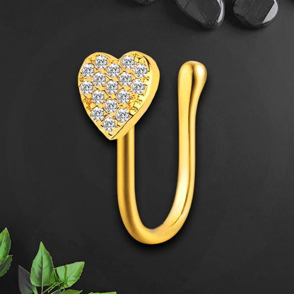 Gold Plated Nose Cuff with Heart