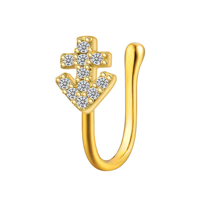 Gold Plated Nose Cuff with Anchor
