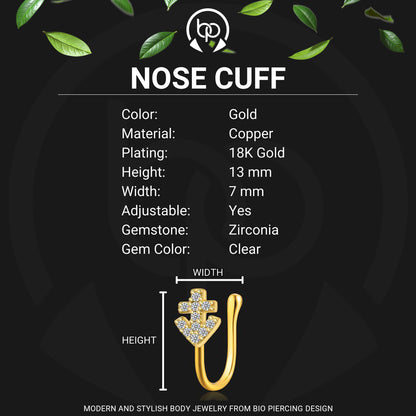 Gold Plated Nose Cuff with Anchor