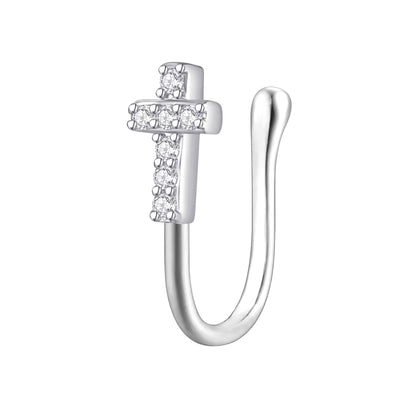 Silver Plated Nose Cuff with Cross