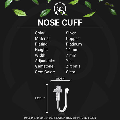 Silver Plated Nose Cuff with Cross