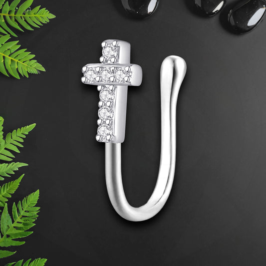 Silver Plated Nose Cuff with Cross