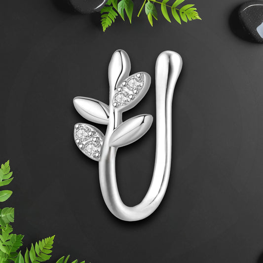 Silver Plated Nose Cuff with Leaves