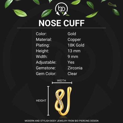 Gold Plated Nose Cuff with Infinity