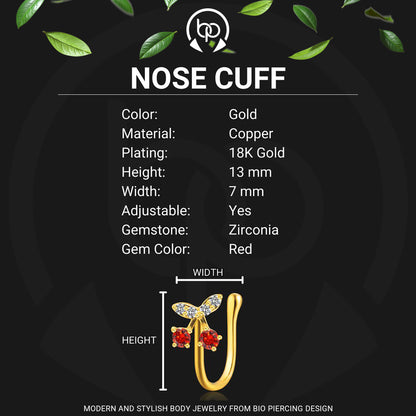 Gold Plated Nose Cuff with Cherries