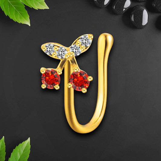Gold Plated Nose Cuff with Cherries