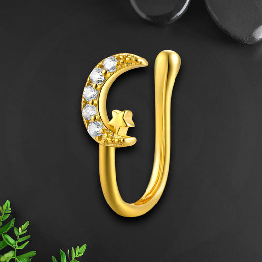 Sterling Silver Nose Cuff with Moon