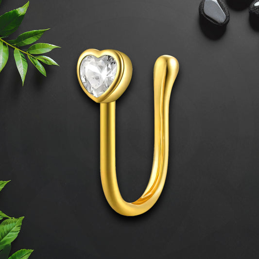 Sterling Silver Nose Cuff with Heart