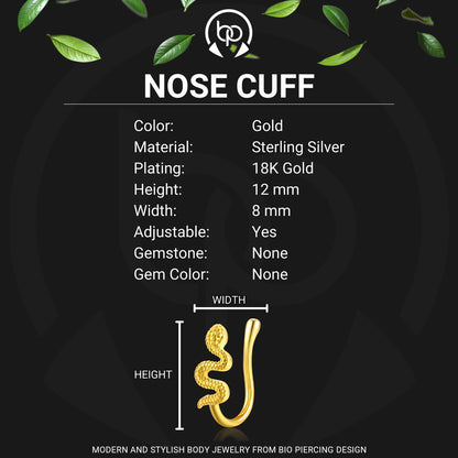 Sterling Silver Nose Cuff with Snake