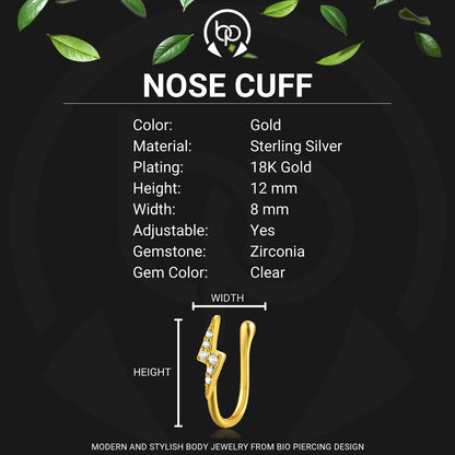 Sterling Silver Nose Cuff with Lightning