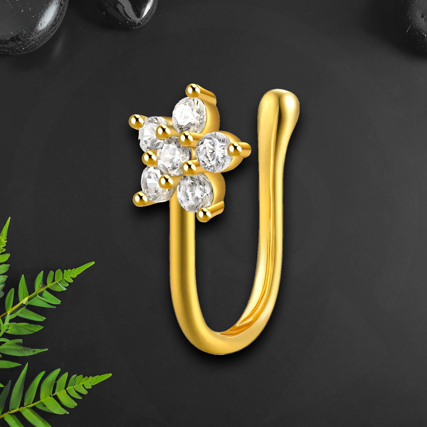 Sterling Silver Nose Cuff with Flowers