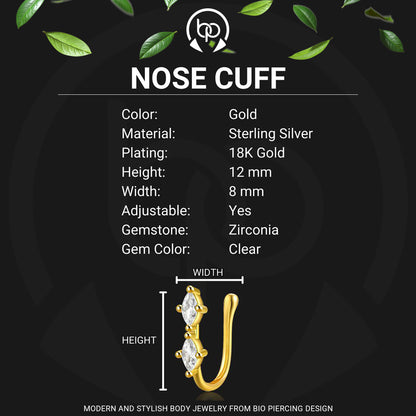 Sterling Silver Nose Cuff with Rhombuses