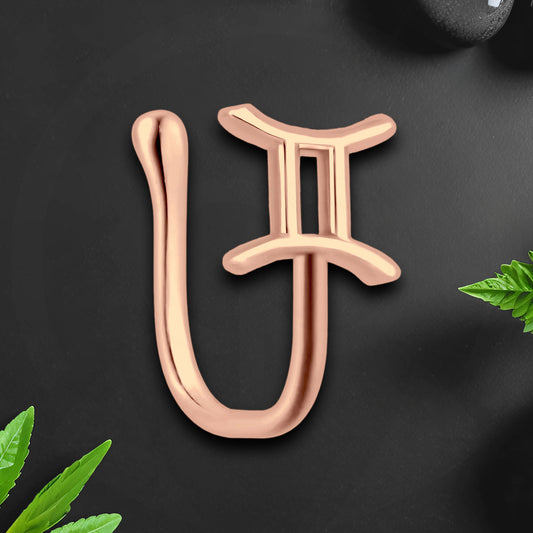 Gold Plated Nose Cuff with Gemini Zodiac