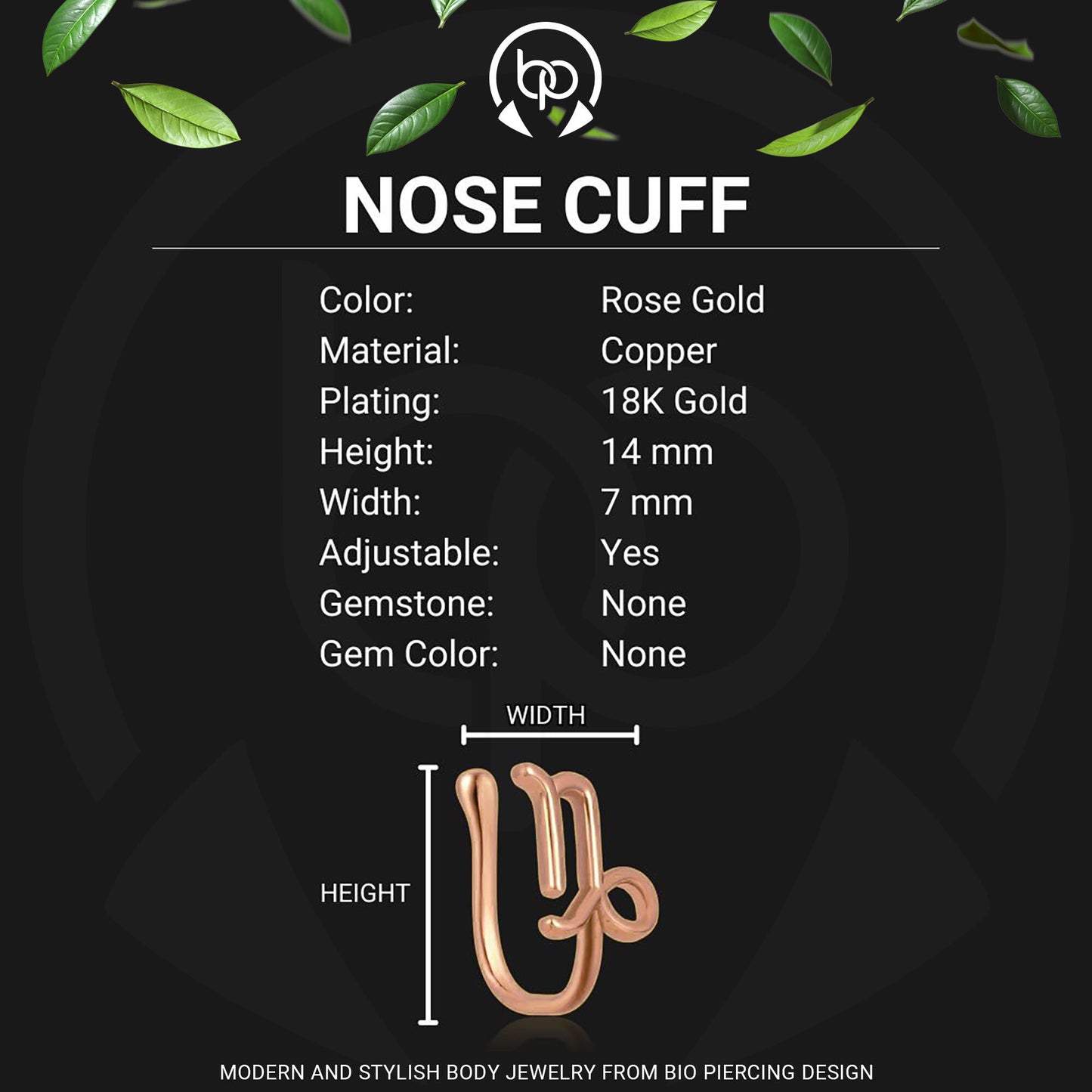 Gold Plated Nose Cuff with Capricorn Zodiac