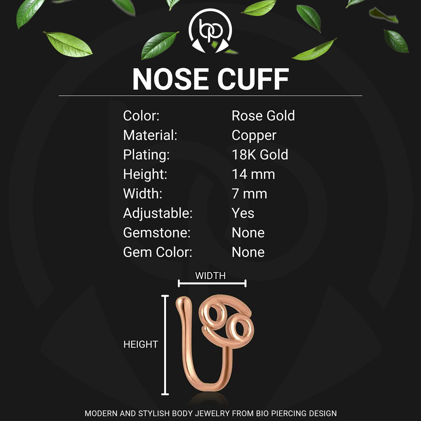 Gold Plated Nose Cuff with Cancer Zodiac