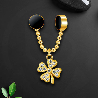 Gold Plated Septum Clip with Leaf Dangle