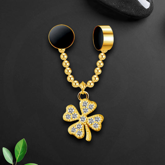 Gold Plated Septum Clip with Leaf Dangle