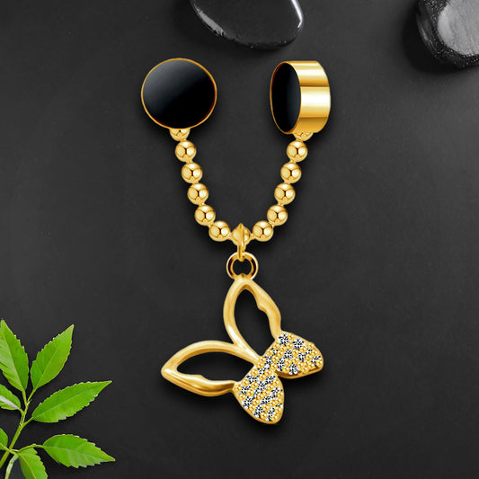 Gold Plated Septum Clip with Butterfly Dangle