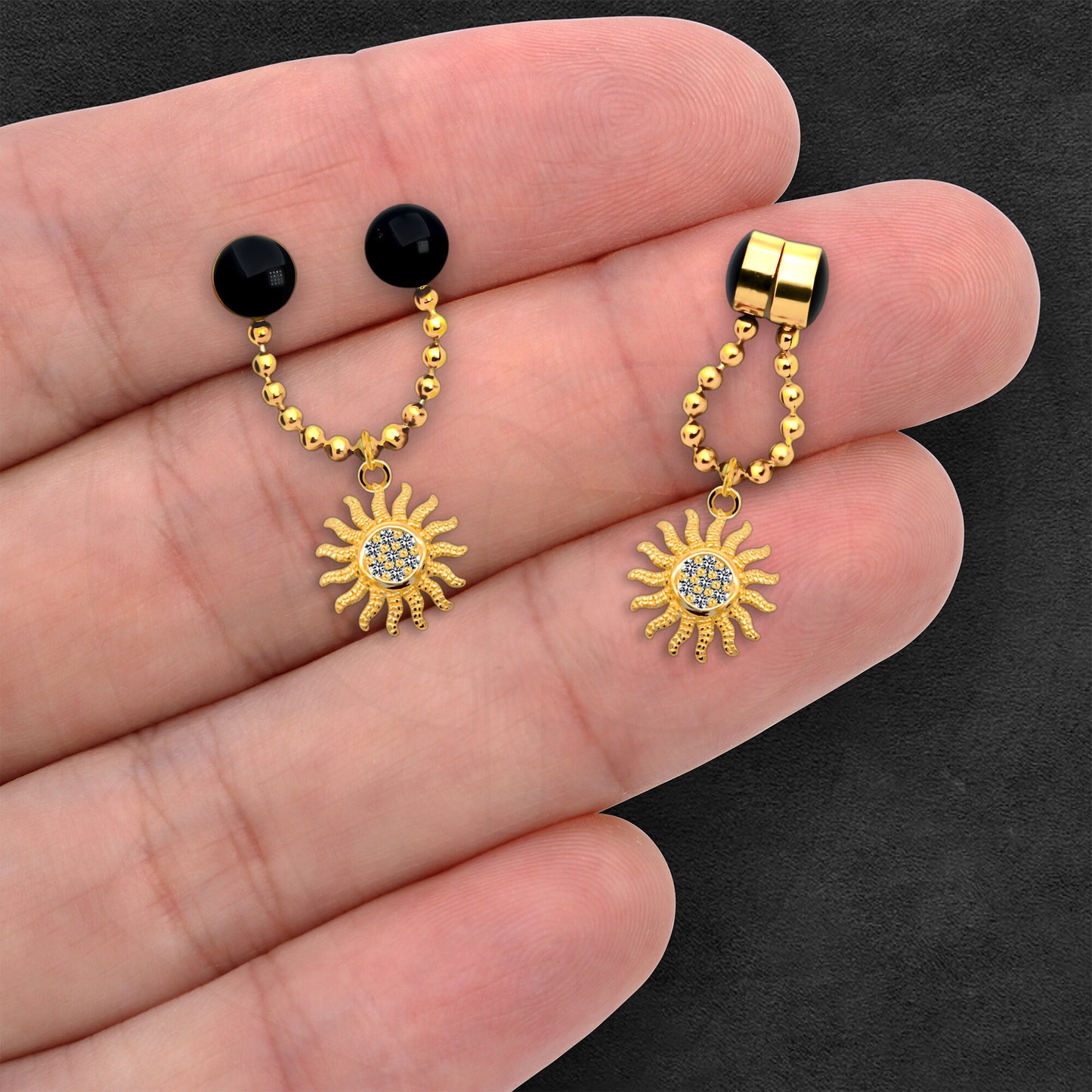Gold Plated Septum Clip with Sun Dangle