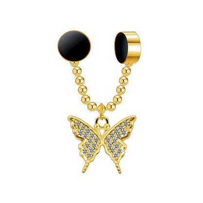 Gold Plated Septum Clip with Butterfly Dangle