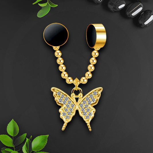 Gold Plated Septum Clip with Butterfly Dangle