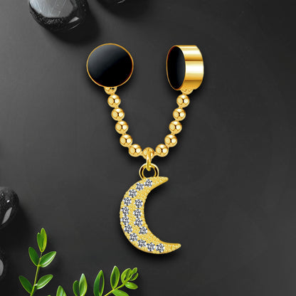 Gold Plated Septum Clip with Moon Dangle