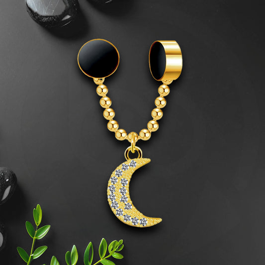 Gold Plated Septum Clip with Moon Dangle