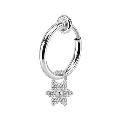 Surgical Steel Fake Ring with Flower Dangle