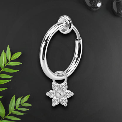 Surgical Steel Fake Ring with Flower Dangle