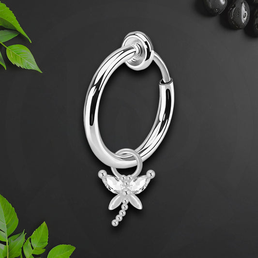 Surgical Steel Fake Ring with Dragonfly Dangle