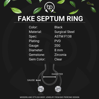 Surgical Steel Septum Cuff with Zirconia Crystals