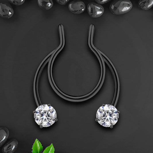 Surgical Steel Septum Cuff with Zirconia Crystals