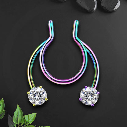 Surgical Steel Septum Cuff with Zirconia Crystals