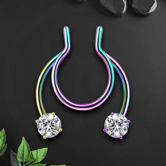 Surgical Steel Septum Cuff with Zirconia Crystals