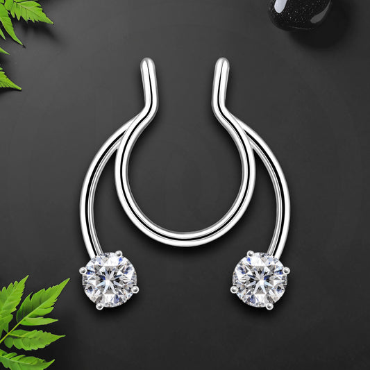 Surgical Steel Septum Cuff with Zirconia Crystals