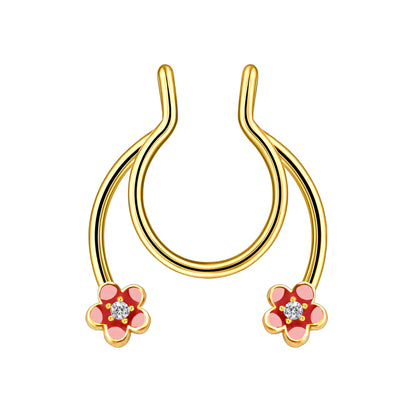 Surgical Steel Septum Cuff with Flowers