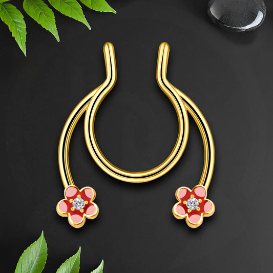 Surgical Steel Septum Cuff with Flowers