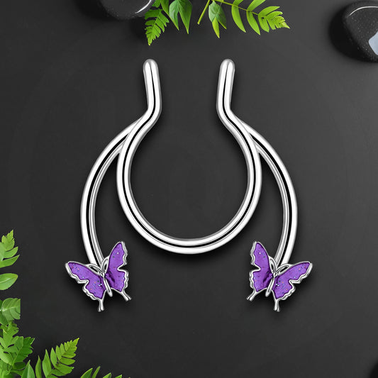 Surgical Steel Septum Cuff with Butterflies