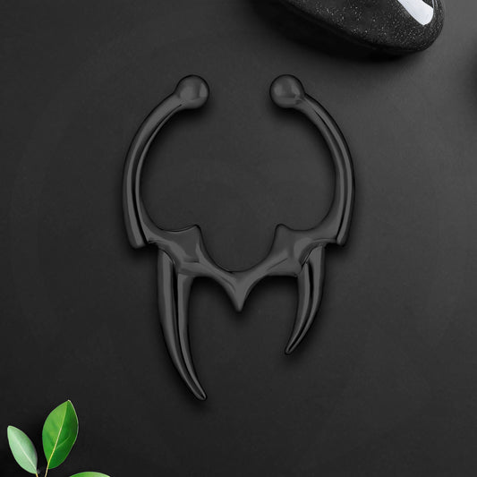Black Oxide Septum Cuff with Tribal Fangs