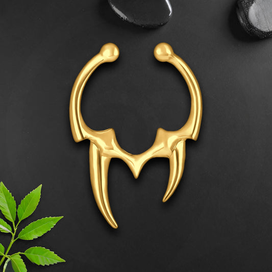 Black Oxide Septum Cuff with Tribal Fangs