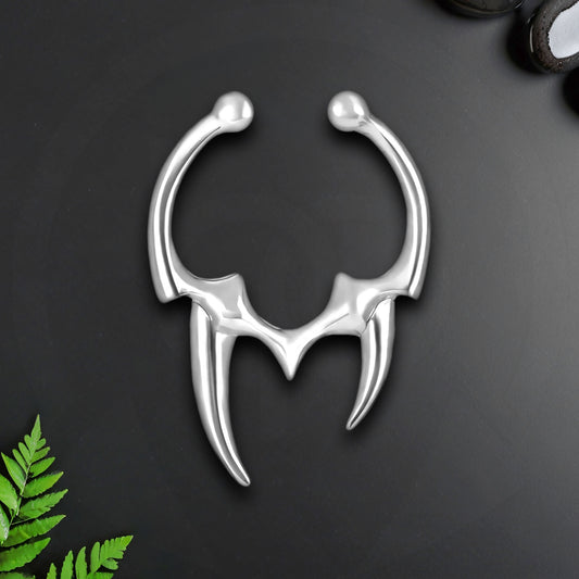 Black Oxide Septum Cuff with Tribal Fangs