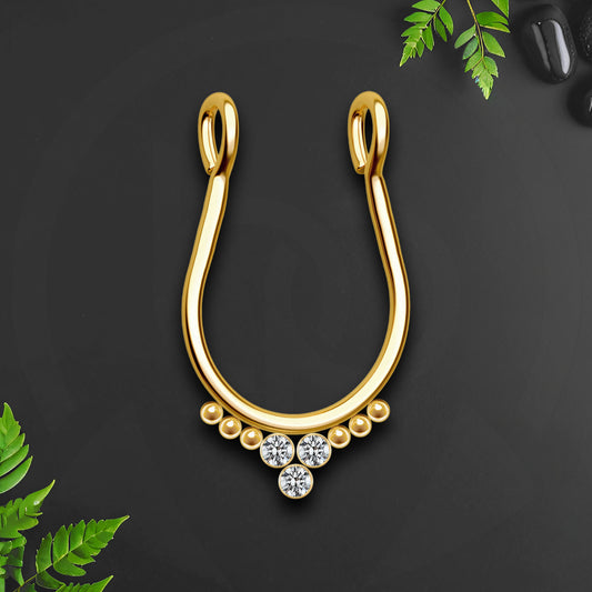 Surgical Steel Septum Cuff with Beads and Crystals