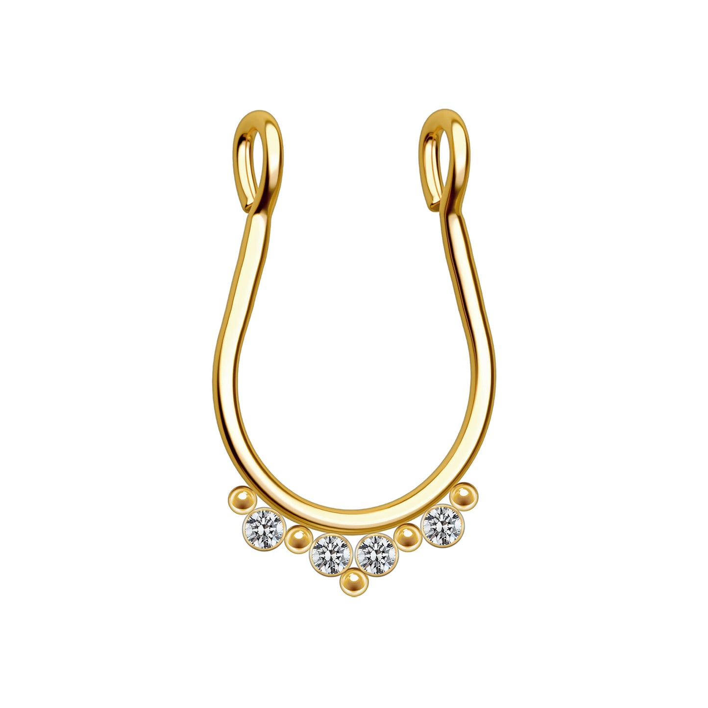 Surgical Steel Septum Cuff with Beads and Crystals