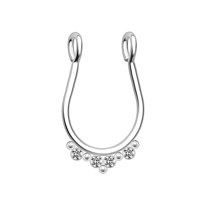 Surgical Steel Septum Cuff with Beads and Crystals