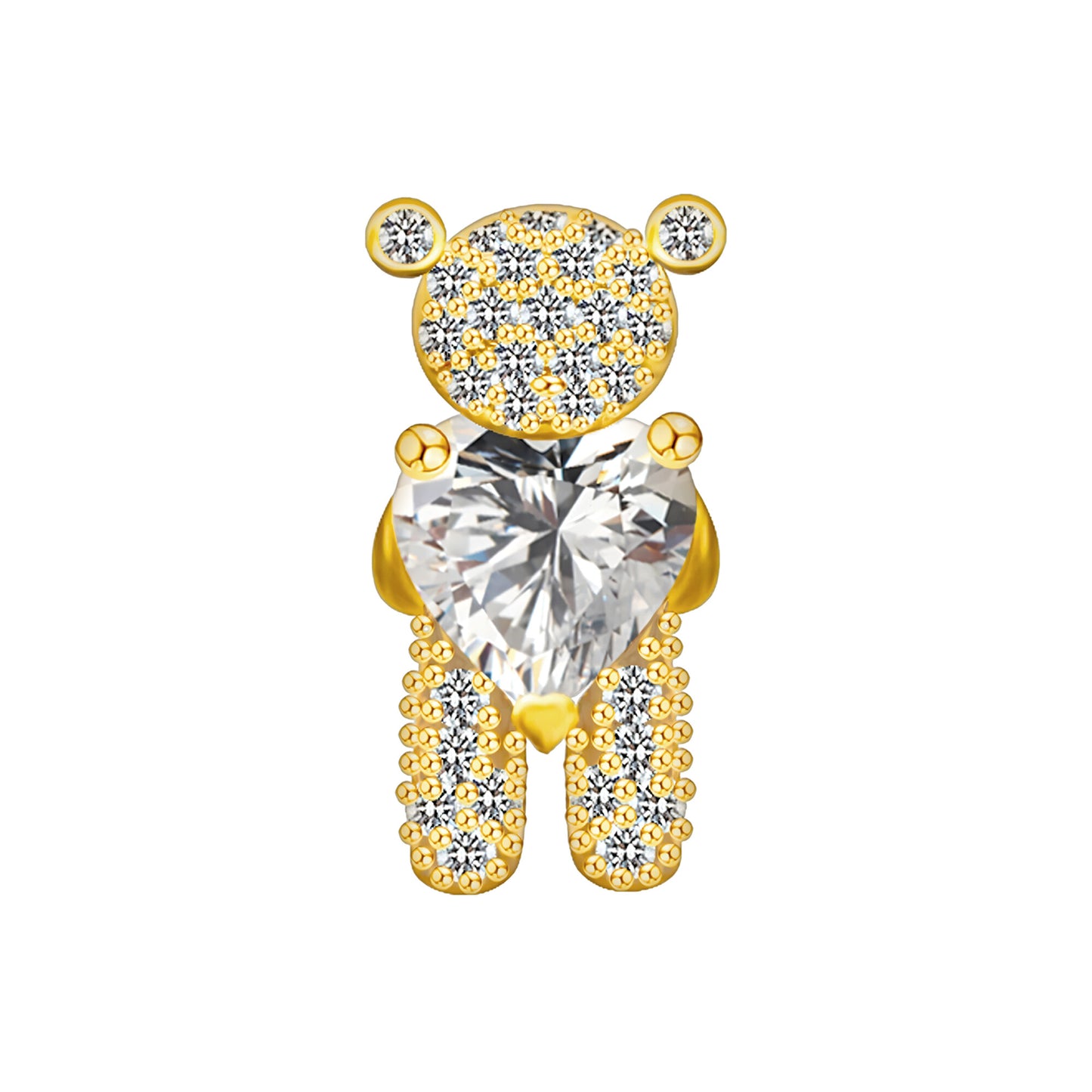 Gold Plated Nostril Clip with Crystal Bear