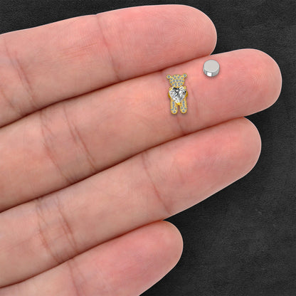 Gold Plated Nostril Clip with Crystal Bear
