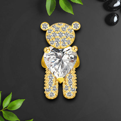 Gold Plated Nostril Clip with Crystal Bear