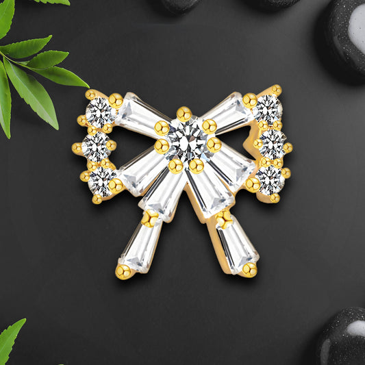 Gold Plated Nostril Clip with Crystal Bow